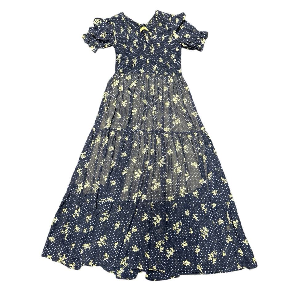 Christy Dawn Beverly Dress Blue Floral Midi Cottagecore Size M - Picture 4 of 10